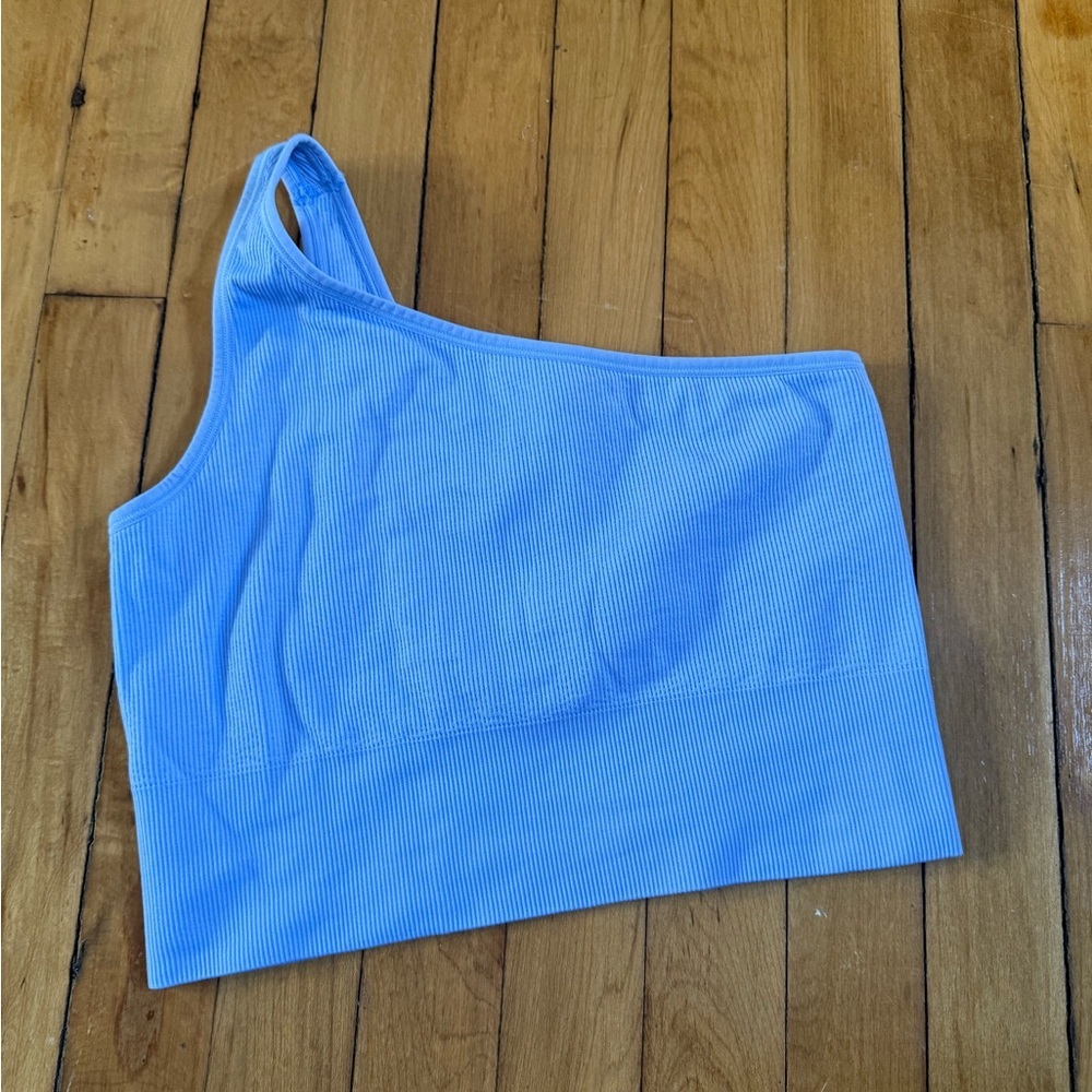 Athleta Aurora Seamless one‎ shoulder tank cropped baby blue